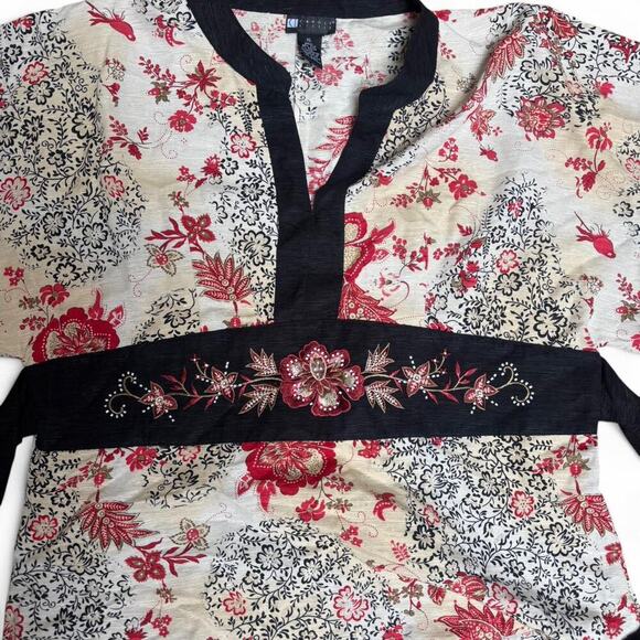 vintage 90's silk beaded baby doll kimono blouse large/x‎ large - Picture 6 of 7